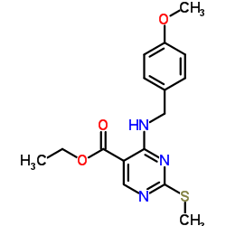 4-[[(4-甲氧基苯基)甲基]氨基]-2-甲硫基-5-嘧啶羧酸乙酯结构式