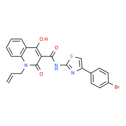N-[4-(4-bromophenyl)-1,3-thiazol-2-yl]-4-hydroxy-2-oxo-1-(prop-2-en-1-yl)-1,2-dihydroquinoline-3-carboxamide结构式