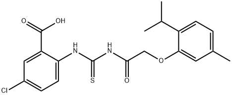 5-chloro-2-[[[[[5-methyl-2-(1-methylethyl)phenoxy]acetyl]amino]thioxomethyl]amino]-benzoic acid结构式