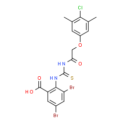 3,5-DIBROMO-2-[[[[(4-CHLORO-3,5-DIMETHYLPHENOXY)ACETYL]AMINO]THIOXOMETHYL]AMINO]-BENZOIC ACID结构式
