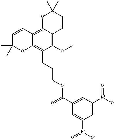 5-Methoxy-2,2,8,8-tetramethyl-2H,8H-benzo[1,2-b:3,4-b']dipyran-6-(1-propanol)3,5-dinitrobenzoate结构式