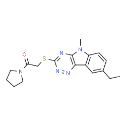 Pyrrolidine, 1-[[(8-ethyl-5-methyl-5H-1,2,4-triazino[5,6-b]indol-3-yl)thio]acetyl]- (9CI) picture