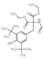 Propanedioic acid,2-[[3,5-bis(1,1-dimethylethyl)-4-hydroxyphenyl]methyl]-2-(formylamino)-,1,3-diethyl ester结构式