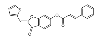 [3-oxo-2-(thiophen-2-ylmethylidene)-1-benzofuran-6-yl] 3-phenylprop-2-enoate结构式