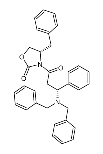 (4S,3'R)-3-[3'-(N,N-dibenzylamino)-3'-phenylpropanoyl]-4-benzyloxazolidin-2-one结构式