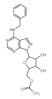1H-Pyrazolo[3,4-d]pyrimidin-4-amine,1-(5-O-acetyl-b-D-ribofuranosyl)-N-(phenylmethyl)-结构式