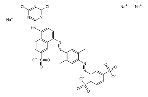 trisodium 2-[[4-[[4-[(4,6-dichloro-1,3,5-triazin-2-yl)amino]-7-sulphonato-1-naphthyl]azo]-2,5-dimethylphenyl]azo]benzene-1,4-disulphonate结构式