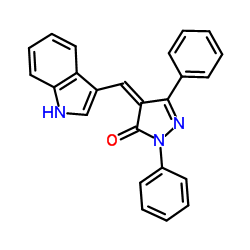 4-(INDOL-3-YLMETHYLENE)-1,3-DIPHENYL-2-PYRAZOLIN-5-ONE结构式