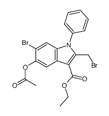 1-Phenyl-2-bromomethyl-3-ethoxycarbonyl-5-acetoxy-6-bromoindole结构式