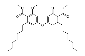 methyl 6-heptyl-4-(3-heptyl-5-methoxy-4-methoxycarbonylphenoxy)-2-oxocyclohex-3-enecarboxylate Structure