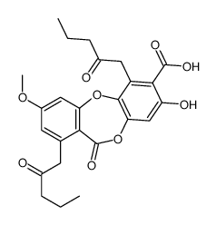 3-hydroxy-9-methoxy-6-oxo-1,7-bis(2-oxopentyl)benzo[b][1,4]benzodioxepine-2-carboxylic acid结构式