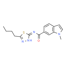 N-[(2E)-5-butyl-1,3,4-thiadiazol-2(3H)-ylidene]-1-methyl-1H-indole-6-carboxamide picture