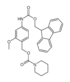 4-(((9H-fluoren-9-yl)methoxy)carbonylamino)-2-methoxybenzyl piperidine-1-carboxylate结构式