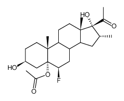 6β-Fluor-16α-methyl-3β,17α-dihydroxy-20-oxo-5α-acetoxy-5α-pregnan Structure