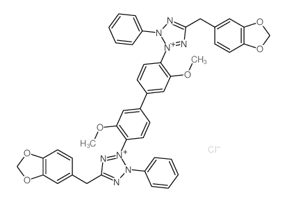 2H-Tetrazolium,3,3'-(3,3'-dimethoxy-4,4'-biphenylylene)bis[2-phenyl-5-piperonyl-, dichloride(8CI) Structure