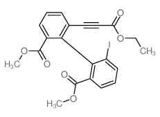 [1,1'-Biphenyl]-2,2'-dicarboxylicacid, 6-(3-ethoxy-3-oxo-1-propyn-1-yl)-6'-iodo-, 2,2'-dimethyl ester结构式