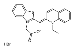 2-[(2Z)-2-[(1-ethylquinolin-1-ium-2-yl)methylidene]-1,3-benzothiazol-3-yl]acetic acid,bromide Structure