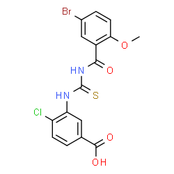 3-[[[(5-BROMO-2-METHOXYBENZOYL)AMINO]THIOXOMETHYL]AMINO]-4-CHLORO-BENZOIC ACID结构式