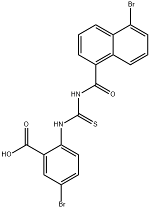 5-bromo-2-[[[[(5-bromo-1-naphthalenyl)carbonyl]amino]thioxomethyl]amino]-benzoic acid structure