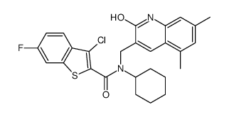 Benzo[b]thiophene-2-carboxamide, 3-chloro-N-cyclohexyl-N-[(1,2-dihydro-5,7-dimethyl-2-oxo-3-quinolinyl)methyl]-6-fluoro- (9CI) structure