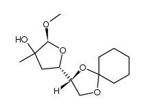 methyl 5,6-O-cyclohexylidene-3-deoxy-2-C-methyl-α-D-ribo-hexofuranoside结构式