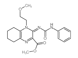 methyl (3Z)-4-(2-methoxyethyl)-3-(phenylcarbamoylimino)-5,6,7,8-tetrahydroquinoxaline-2-carboxylate结构式