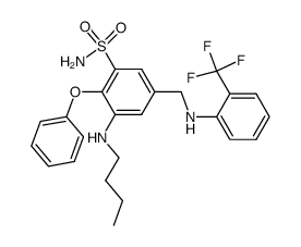 3-Butylamino-2-phenoxy-5-[(2-trifluoromethyl-phenylamino)-methyl]-benzenesulfonamide结构式