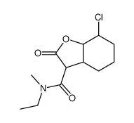 7-chloro-N-ethyl-N-methyl-2-oxo-3a,4,5,6,7,7a-hexahydro-3H-1-benzofuran-3-carboxamide结构式
