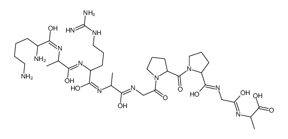 (2S)-2-[[2-[[(2S)-1-[(2S)-1-[2-[[(2S)-2-[[(2S)-2-[[(2S)-2-[[(2S)-2,6-diaminohexanoyl]amino]propanoyl]amino]-5-(diaminomethylideneamino)pentanoyl]amino]propanoyl]amino]acetyl]pyrrolidine-2-carbonyl]pyrrolidine-2-carbonyl]amino]acetyl]amino]propanoic acid Structure