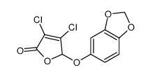 2-(1,3-benzodioxol-5-yloxy)-3,4-dichloro-2H-furan-5-one结构式