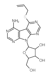 5-(allylthio)-4-amino-9-(β-D-ribofuranosyl)pyrrolo<2,3-d:5,4-d'>dipyrimidine结构式