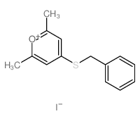 Pyrylium,2,6-dimethyl-4-[(phenylmethyl)thio]-, iodide (1:1)结构式