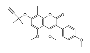 8-iodo-4,5-dimethoxy-3-(4'-methoxyphenyl)-7-(1,1-dimethylprop-2-ynyloxy)coumarin Structure