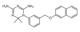 6,6-Dimethyl-1-[3-(naphthalen-2-yloxymethyl)-phenyl]-1,6-dihydro-[1,3,5]triazine-2,4-diamine结构式