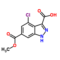 4-CHLORO-6-METHOXYCARBONYL-3-(1H)INDAZOLE CARBOXYLIC ACID结构式