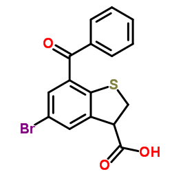 7-Benzoyl-5-bromo-2,3-dihydro-1-benzothiophene-3-carboxylic acid结构式