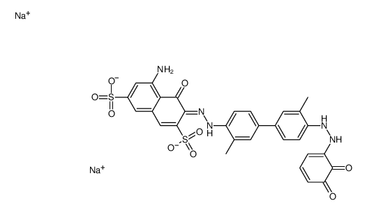5-amino-3-[[4'-[(dihydroxyphenyl)azo]-3,3'-dimethyl[1,1'-biphenyl]-4-yl]azo]-4-hydroxynaphthalene-2,7-disulphonic acid, sodium salt structure