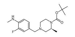 1,1-dimethylethyl (2S)-4-{[3-fluoro-4-(methylamino)phenyl]methyl}-2-methyl-1-piperazinecarboxylate结构式