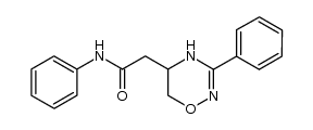5,6-Dihydro-3-phenyl-5-(phenylcarbamoyl)methyl-4H-1,2,4-oxadiazine结构式