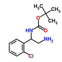 2-Methyl-2-propanyl [2-amino-1-(2-chlorophenyl)ethyl]carbamate结构式