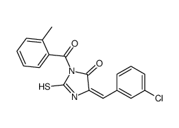 (5Z)-5-[(3-chlorophenyl)methylidene]-3-(2-methylbenzoyl)-2-sulfanylideneimidazolidin-4-one结构式