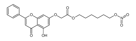 6-nitrooxyhexyl 2-(5-hydroxy-4-oxo-2-phenylchromen-7-yl)oxyacetate Structure