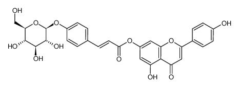 apigenin 7-(4-O-β-glucosyl-trans-p-coumarate)结构式