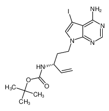 (R)-tert-butyl (5-(4-amino-5-iodo-7H-pyrrolo[2,3-d]pyrimidin-7-yl)pent-1-en-3-yl)carbamate结构式