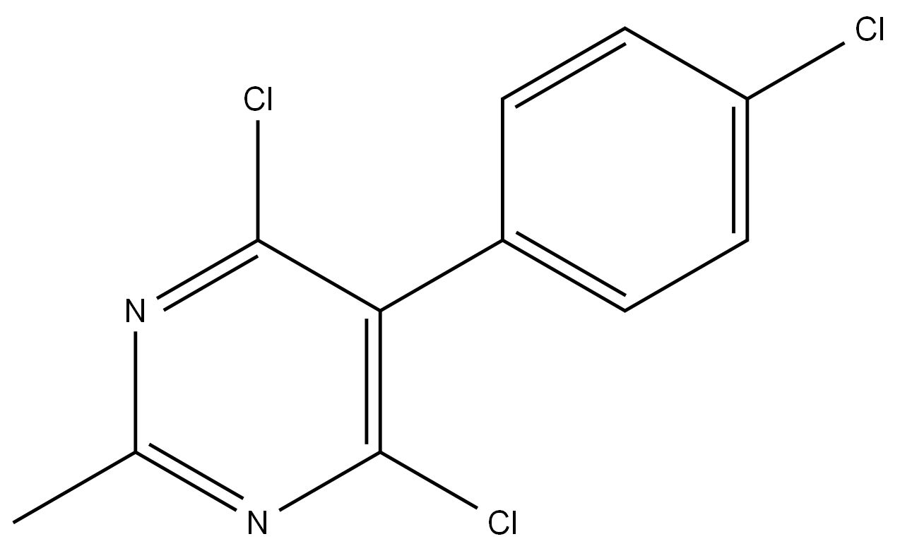 4,6-二氯-5-(4-氯苯基)-2-甲基嘧啶结构式