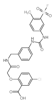 Benzoic acid,5-chloro-2-[2-[[[3-[[[[3-(fluorosulfonyl)-4-methylphenyl]amino]carbonyl]amino]phenyl]methyl]amino]-2-oxoethoxy]- structure