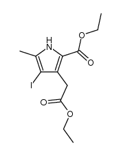 Ethyl 3-(ethoxycarbonyl)methyl-4-iodo-5-methylpyrrole-2-carboxylate Structure