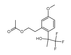 acetic acid 2-[5-methoxy-2-(2,2,2-trifluoro-1-hydroxy-1-methyl-ethyl)-phenyl]-ethyl ester Structure