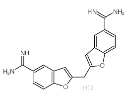 2-[(5-carbamimidoyl-1-benzofuran-2-yl)methyl]-1-benzofuran-5-carboximidamide,hydrochloride Structure