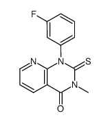 1-(3-fluoro-phenyl)-3-methyl-2-thioxo-2,3-dihydro-1H-pyrido[2,3-d]pyrimidin-4-one结构式